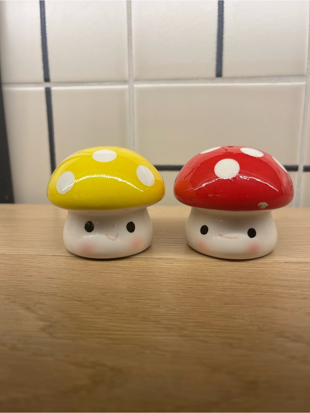 Mushroom Smily Salt & Pepper Shakers- Yellow & Red